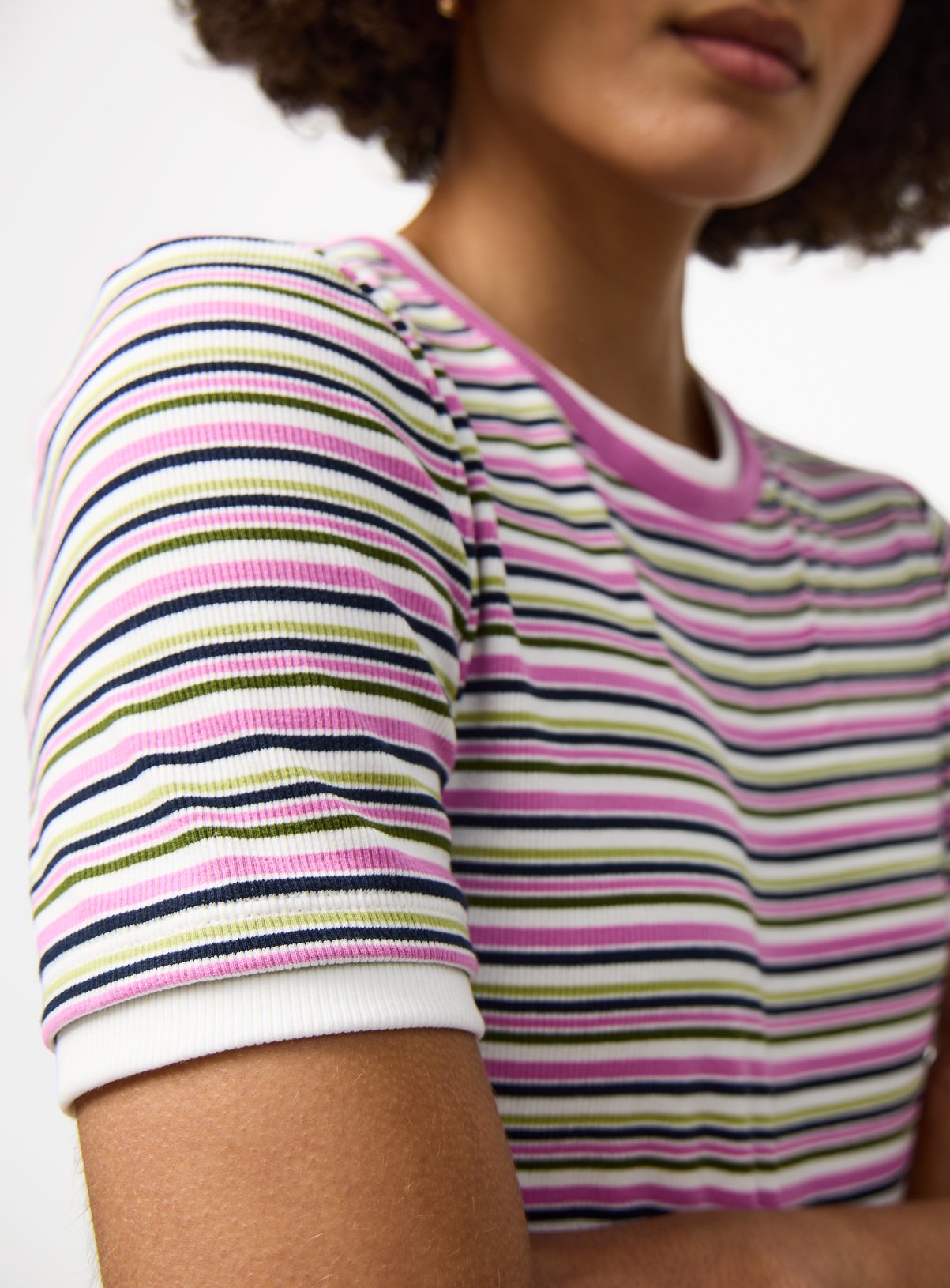 Pink Stripe Print Mock Layer T-Shirt 8 - Image 3 thumbnail
